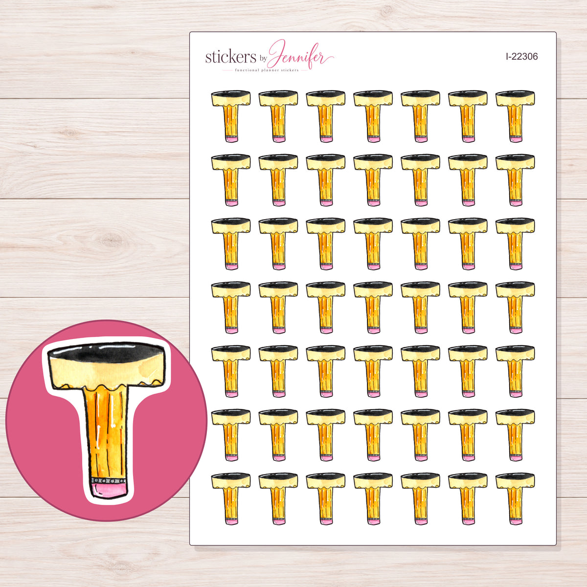 I-22306 planner sticker sheet with enlarged sticker detail