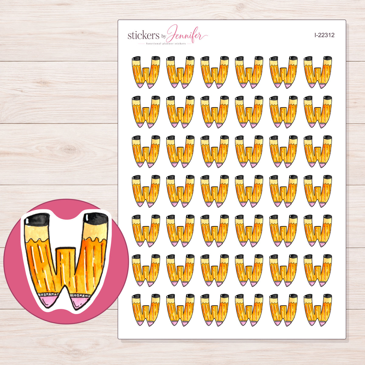 I-22312 planner sticker sheet with enlarged sticker detail