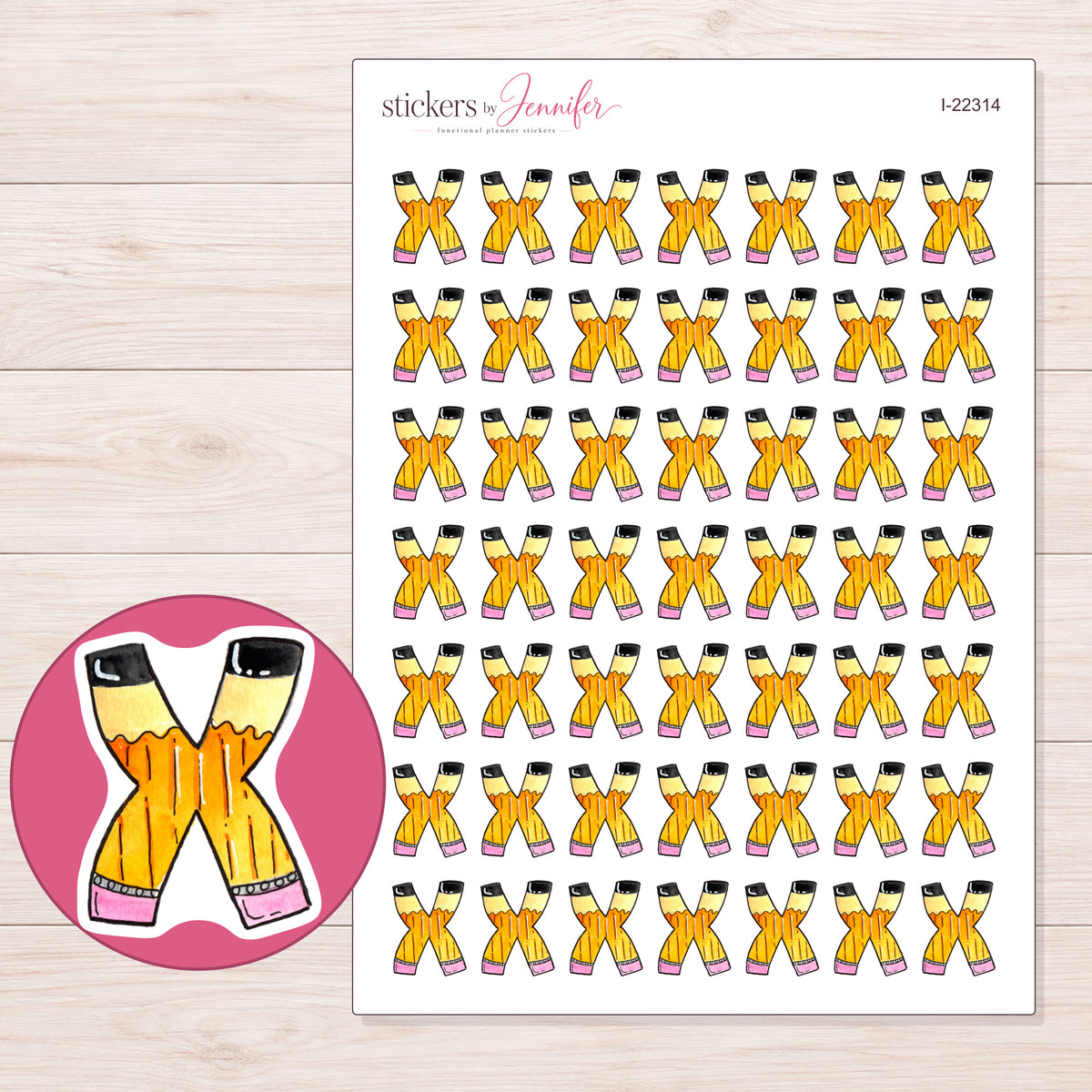 I-22314 planner sticker sheet with enlarged sticker detail