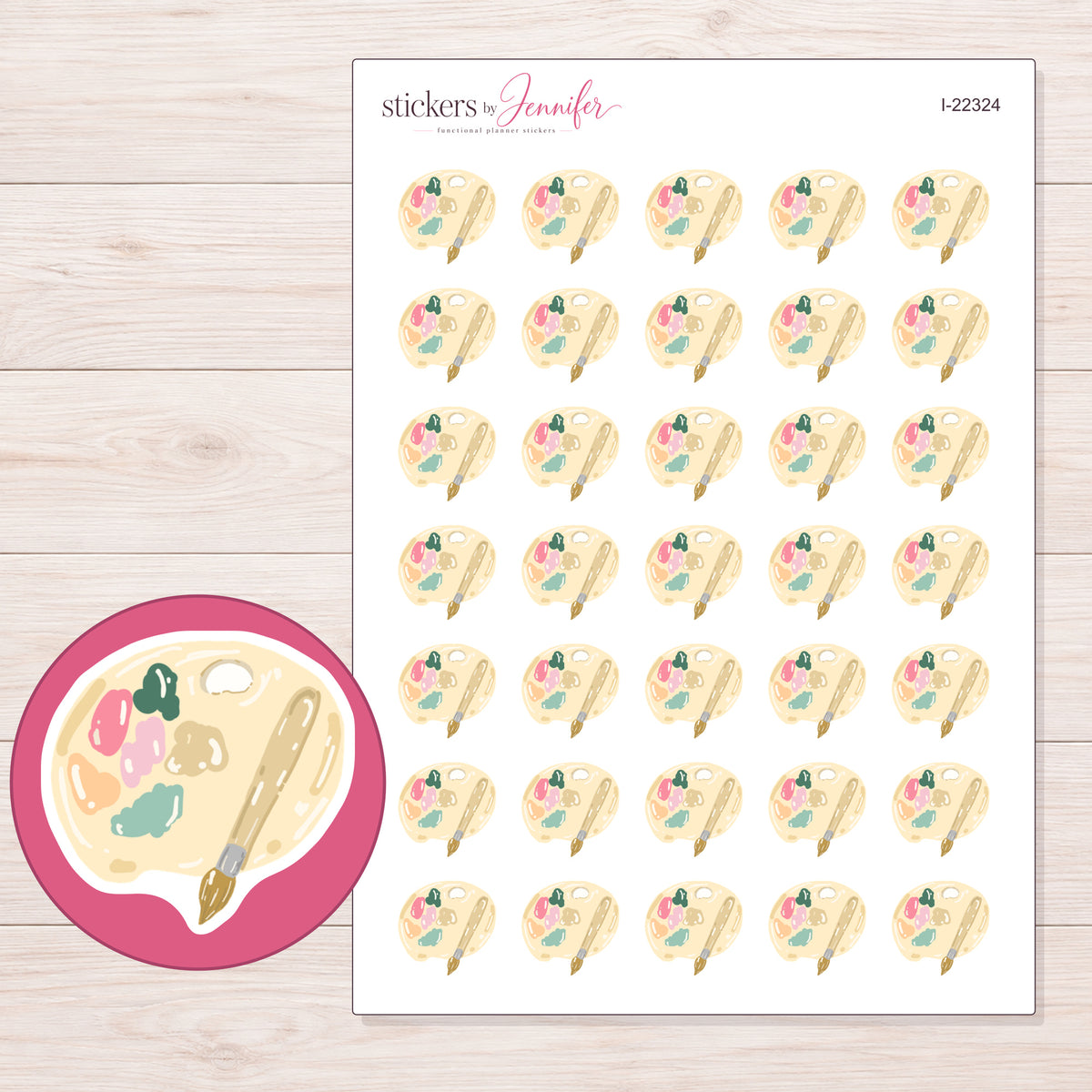 I-22324 planner sticker sheet with enlarged sticker detail