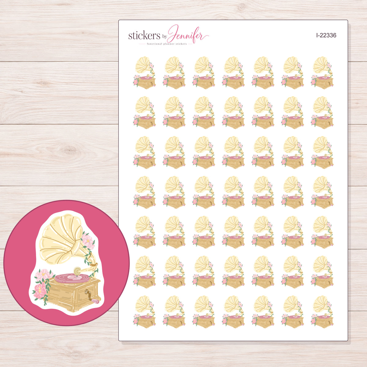 I-22336 planner sticker sheet with enlarged sticker detail