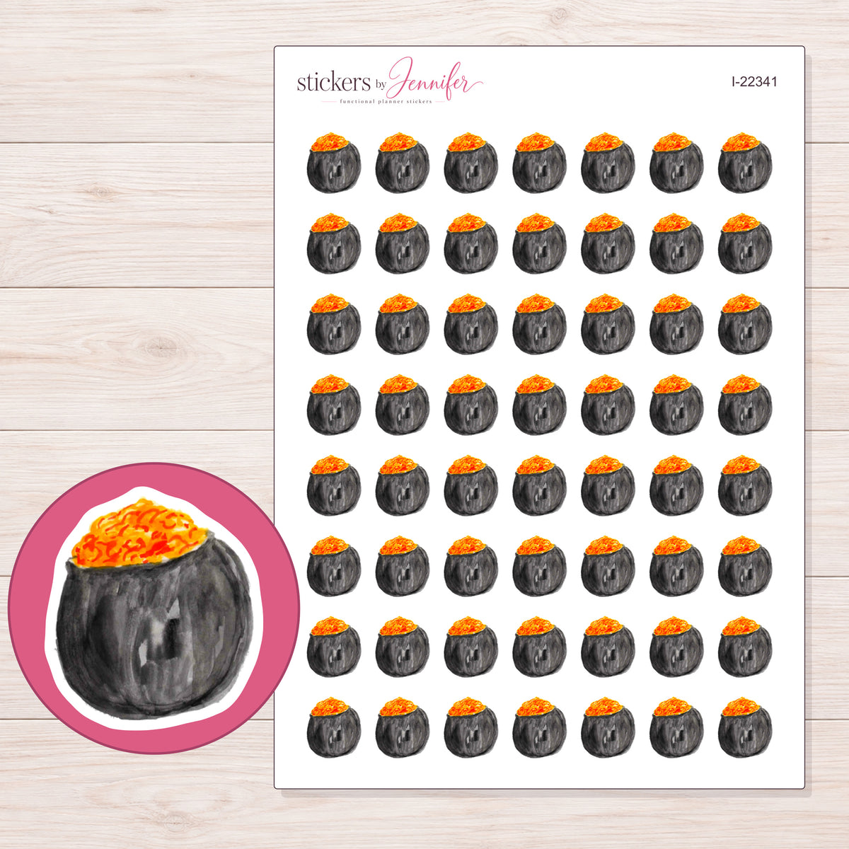 I-22341 planner sticker sheet with enlarged sticker detail