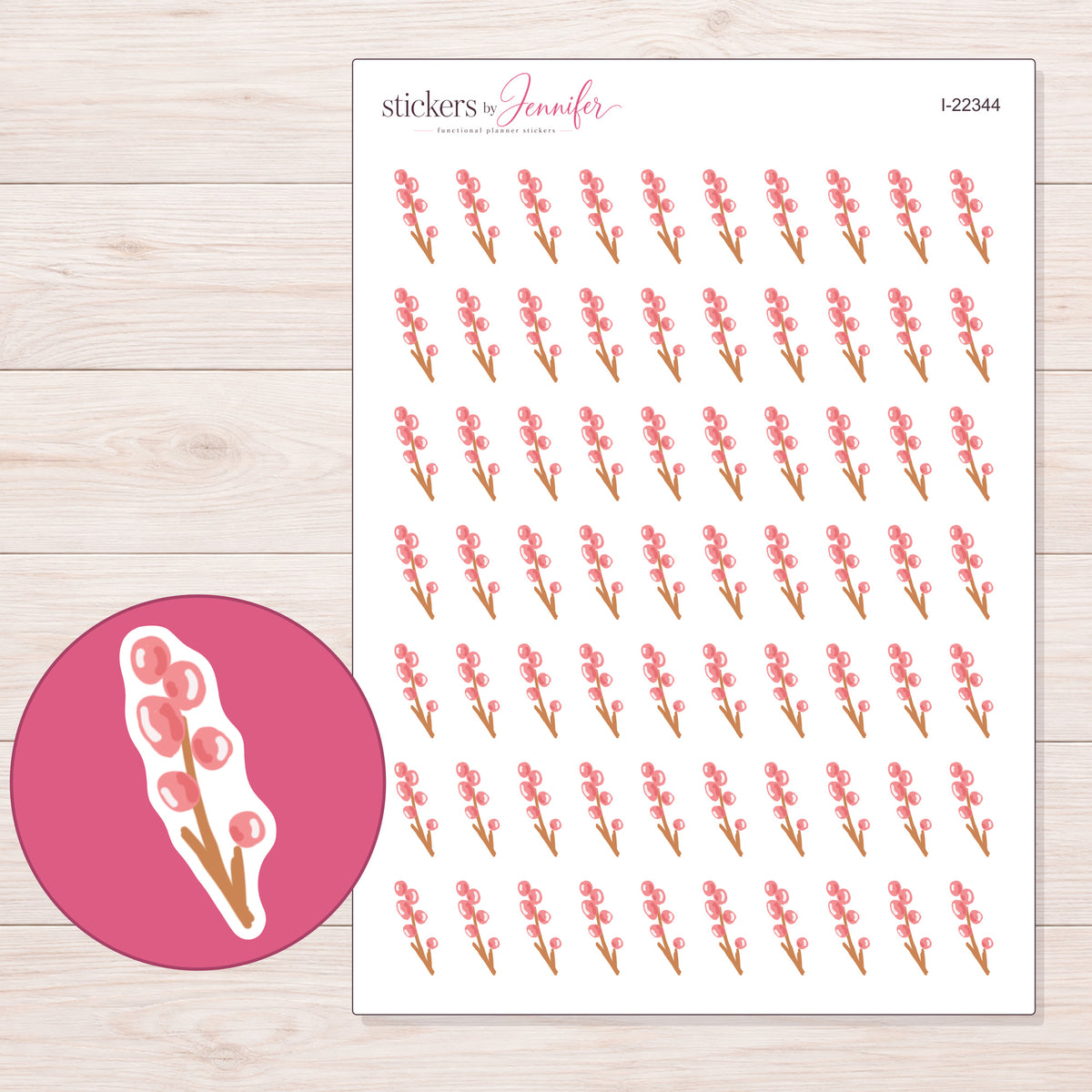 I-22344 planner sticker sheet with enlarged sticker detail