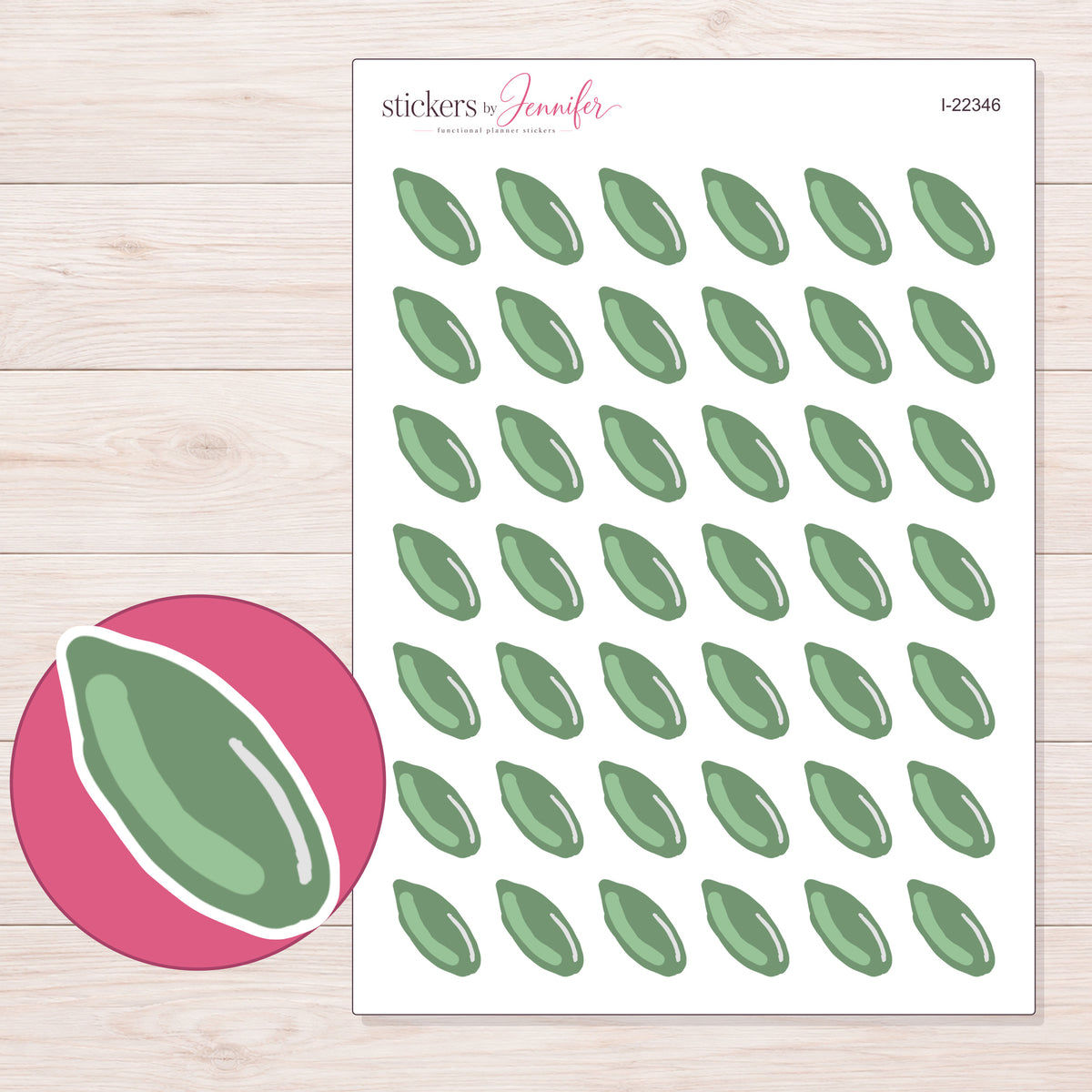 I-22346 planner sticker sheet with enlarged sticker detail