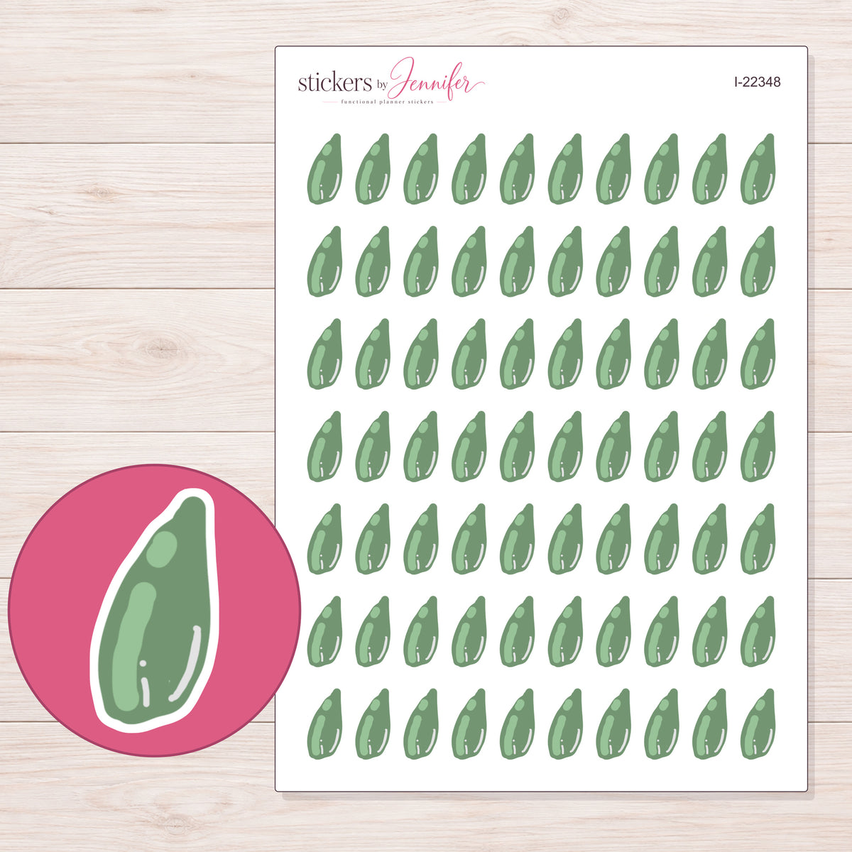 I-22348 planner sticker sheet with enlarged sticker detail