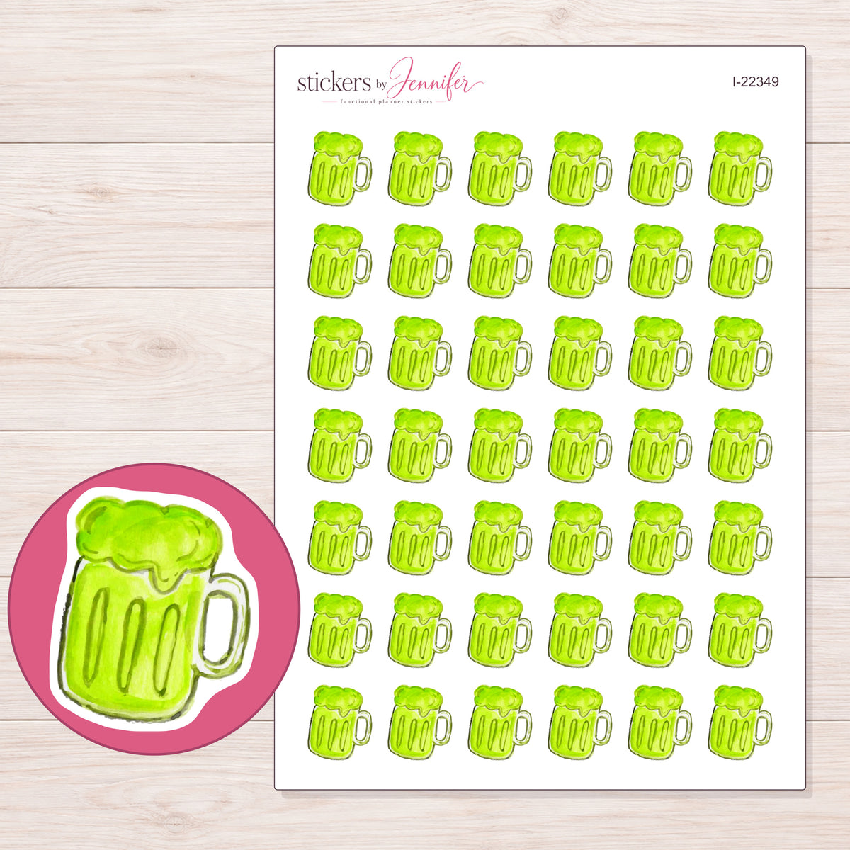 I-22349 planner sticker sheet with enlarged sticker detail
