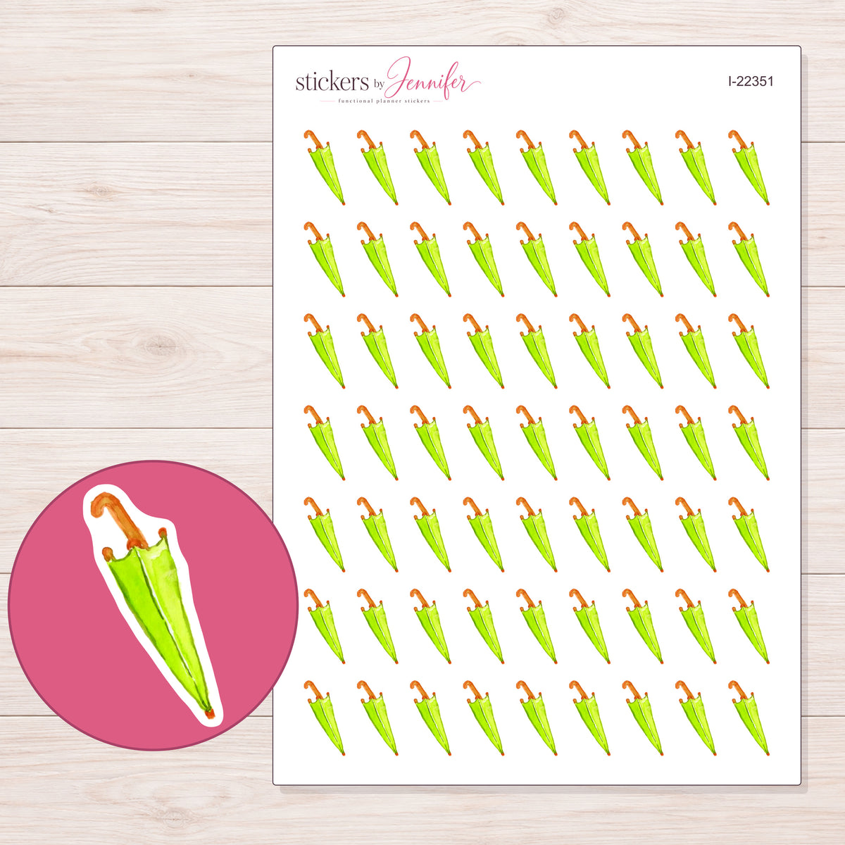 I-22351 planner sticker sheet with enlarged sticker detail