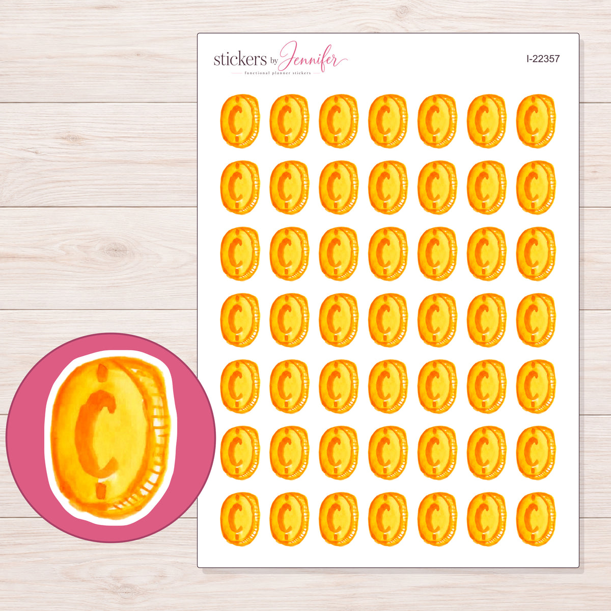 I-22357 planner sticker sheet with enlarged sticker detail
