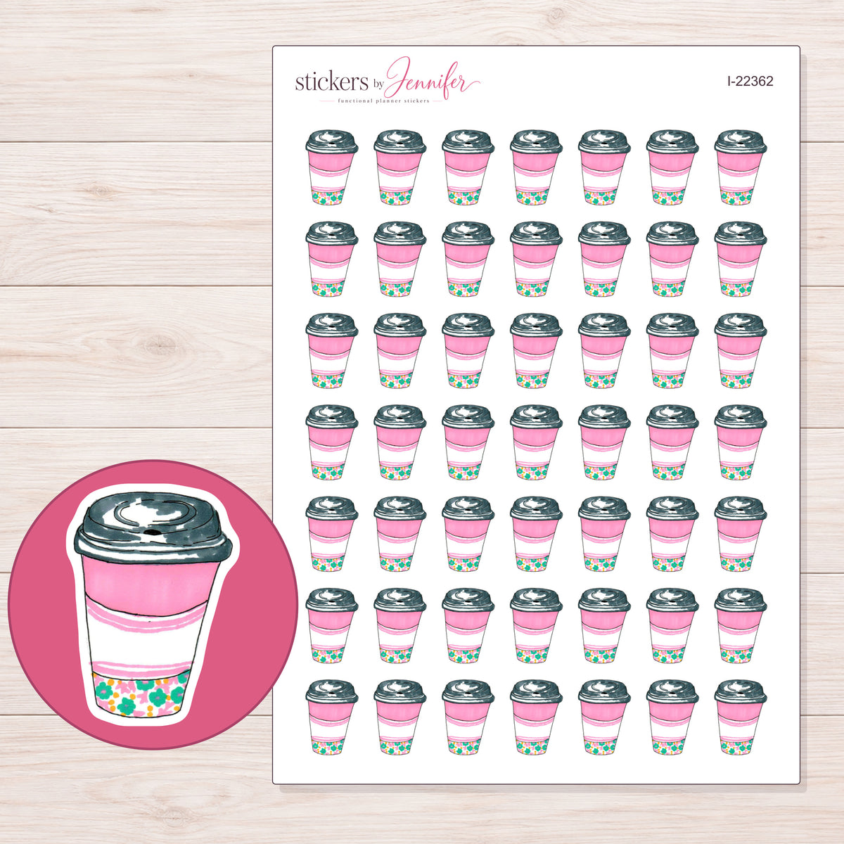 I-22362 planner sticker sheet with enlarged sticker detail