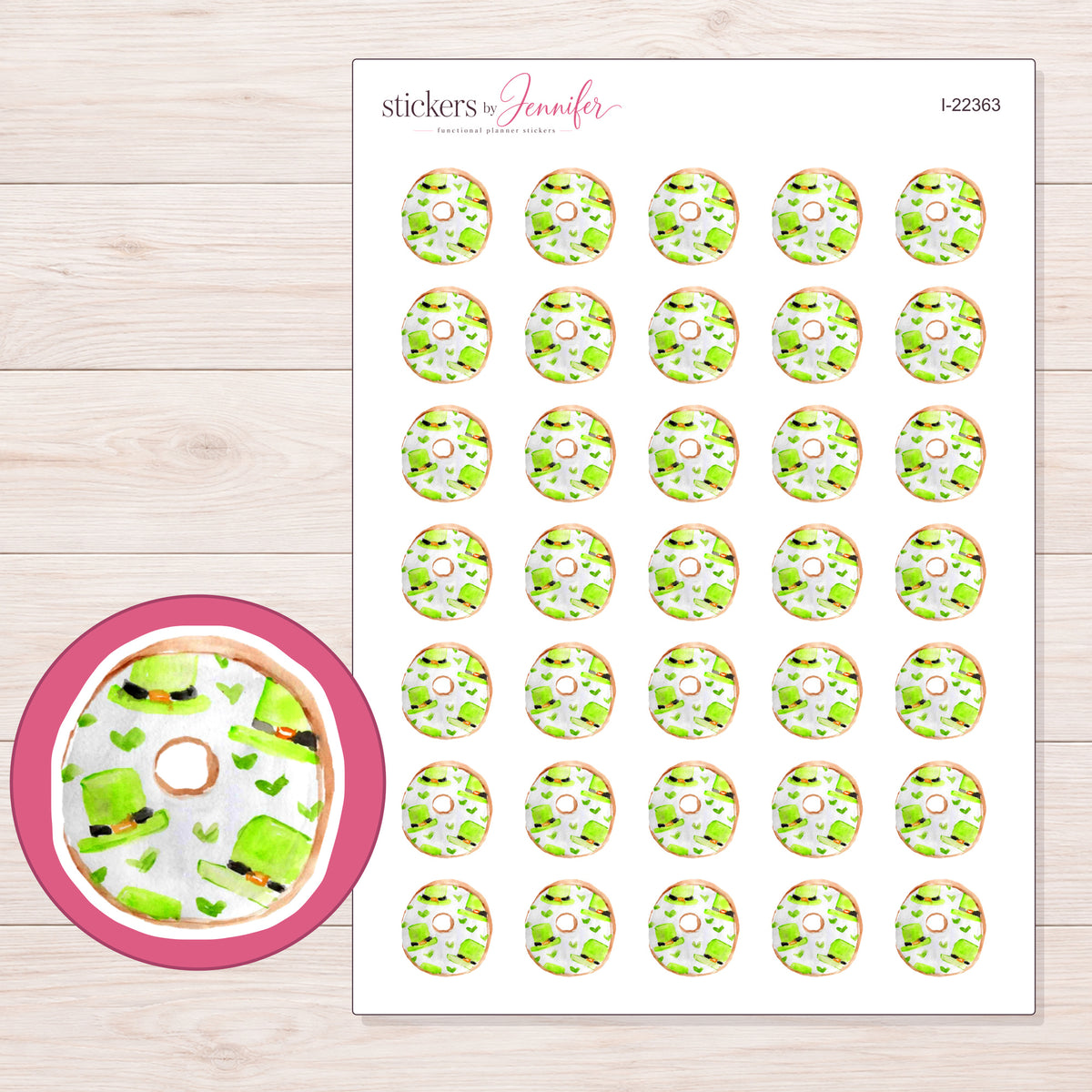 I-22363 planner sticker sheet with enlarged sticker detail