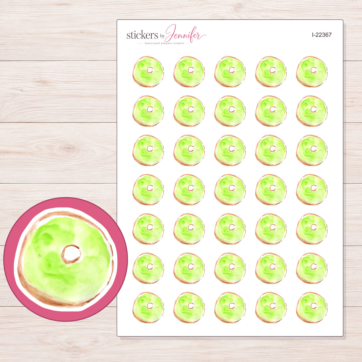 I-22367 planner sticker sheet with enlarged sticker detail