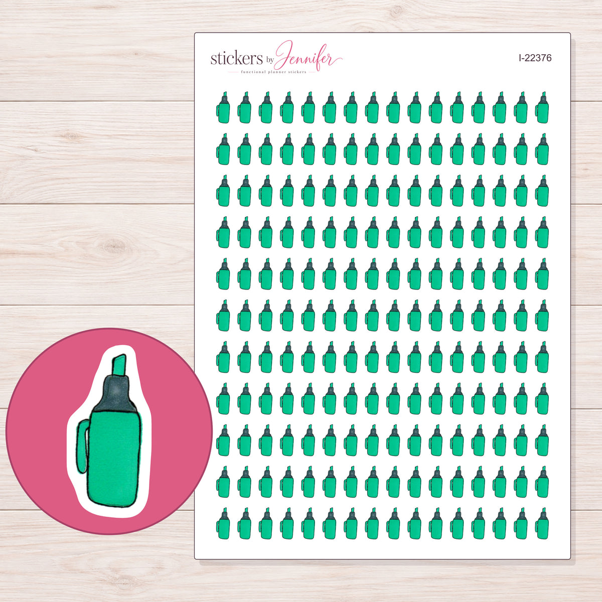 I-22376 planner sticker sheet with enlarged sticker detail