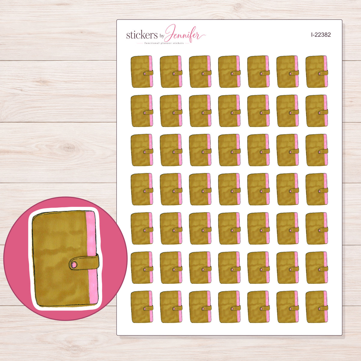I-22382 planner sticker sheet with enlarged sticker detail