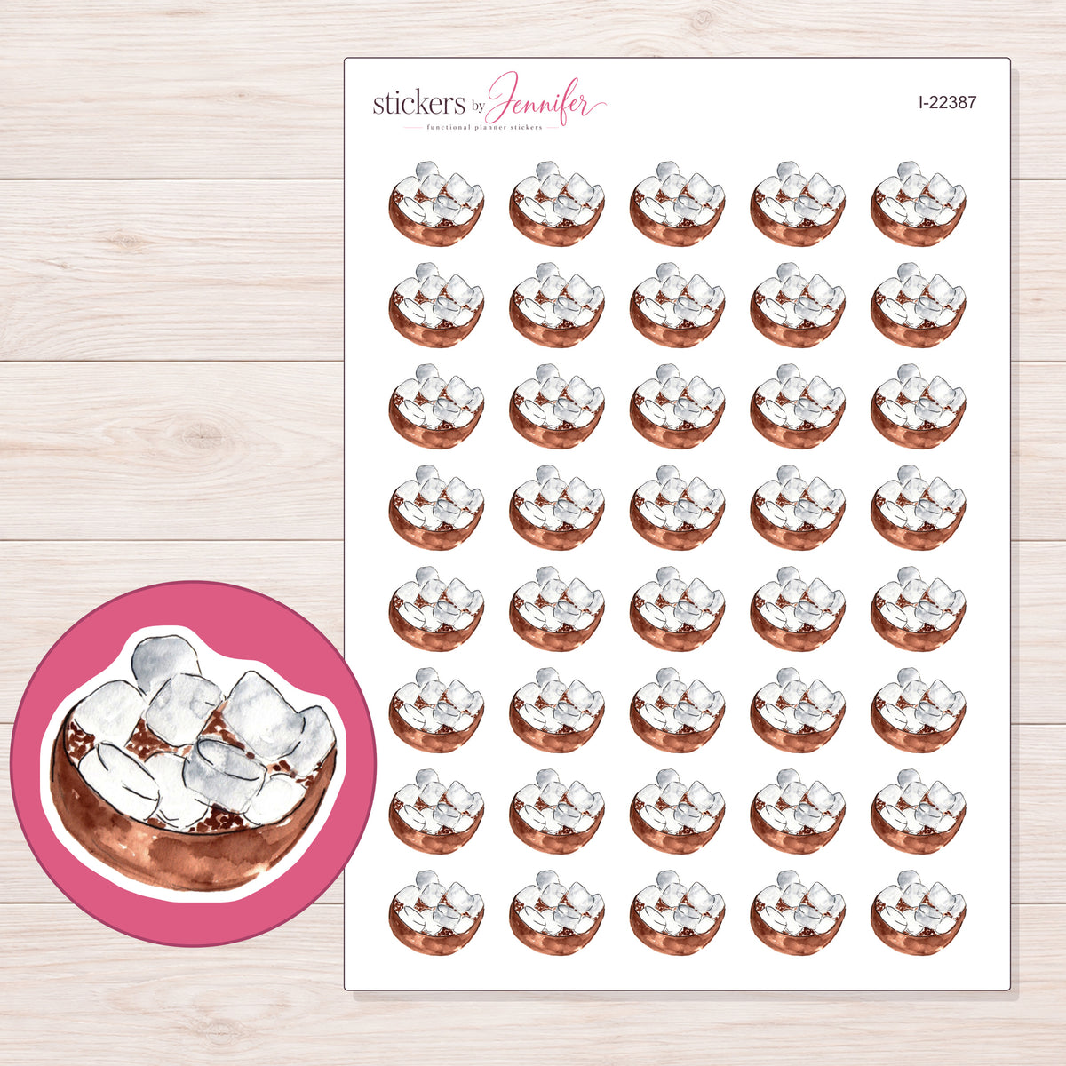 I-22387 planner sticker sheet with enlarged sticker detail