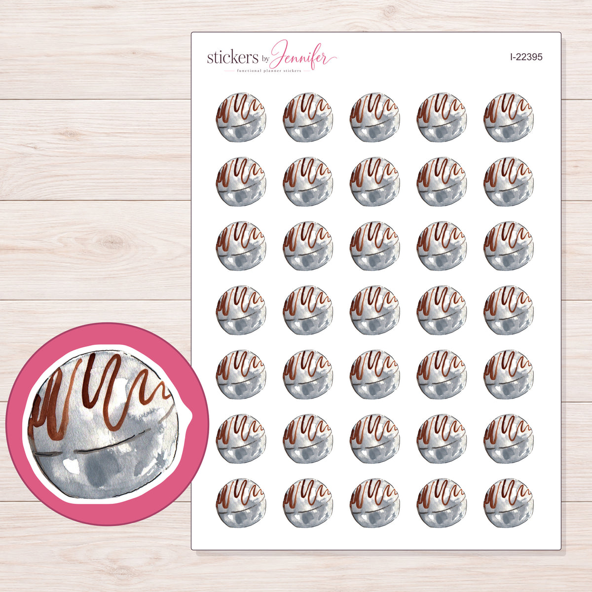 I-22395 planner sticker sheet with enlarged sticker detail