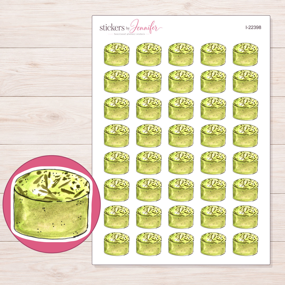 I-22398 planner sticker sheet with enlarged sticker detail