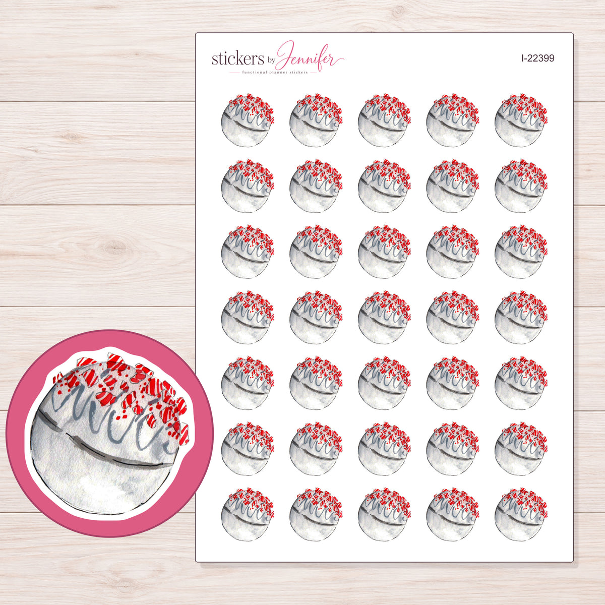 I-22399 planner sticker sheet with enlarged sticker detail