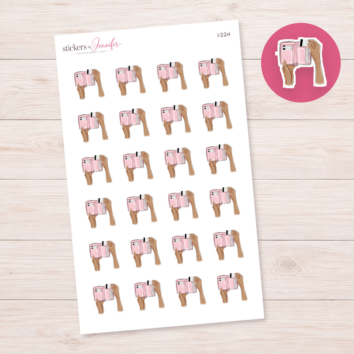 Pink Wallet Planner Stickers | I-224