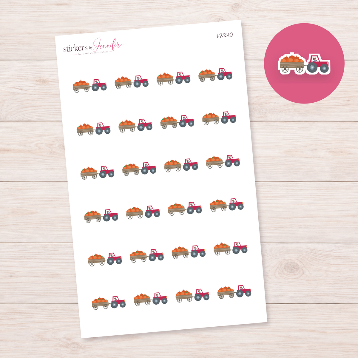 Tractor Pulling Pumpkin Wagon Planner Stickers | I-2240