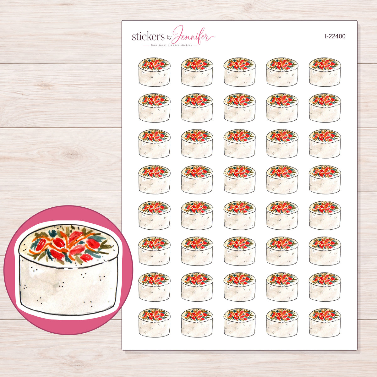 I-22400 planner sticker sheet with enlarged sticker detail