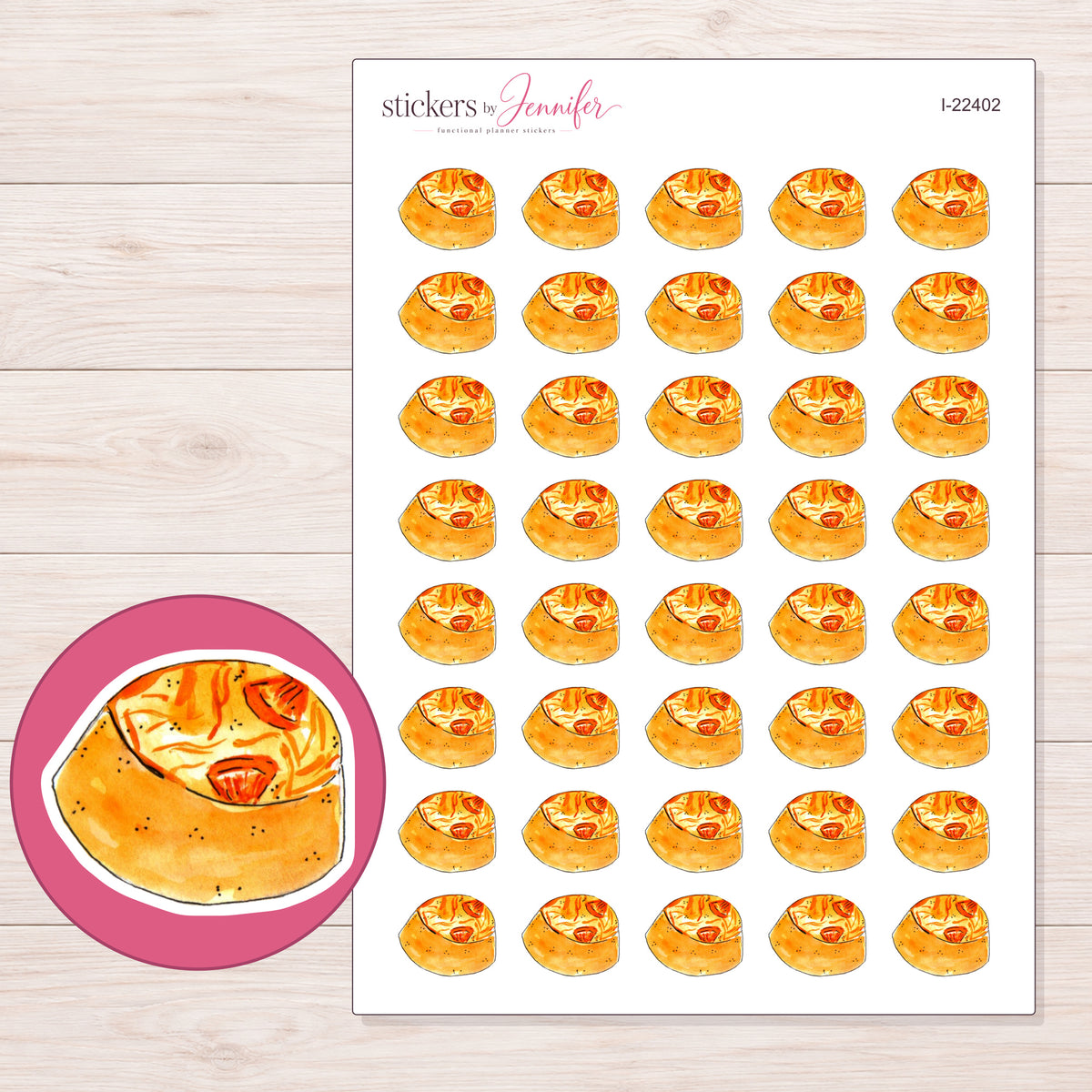 I-22402 planner sticker sheet with enlarged sticker detail