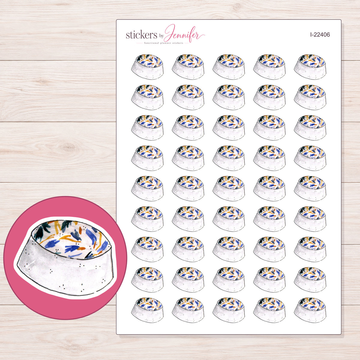 I-22406 planner sticker sheet with enlarged sticker detail