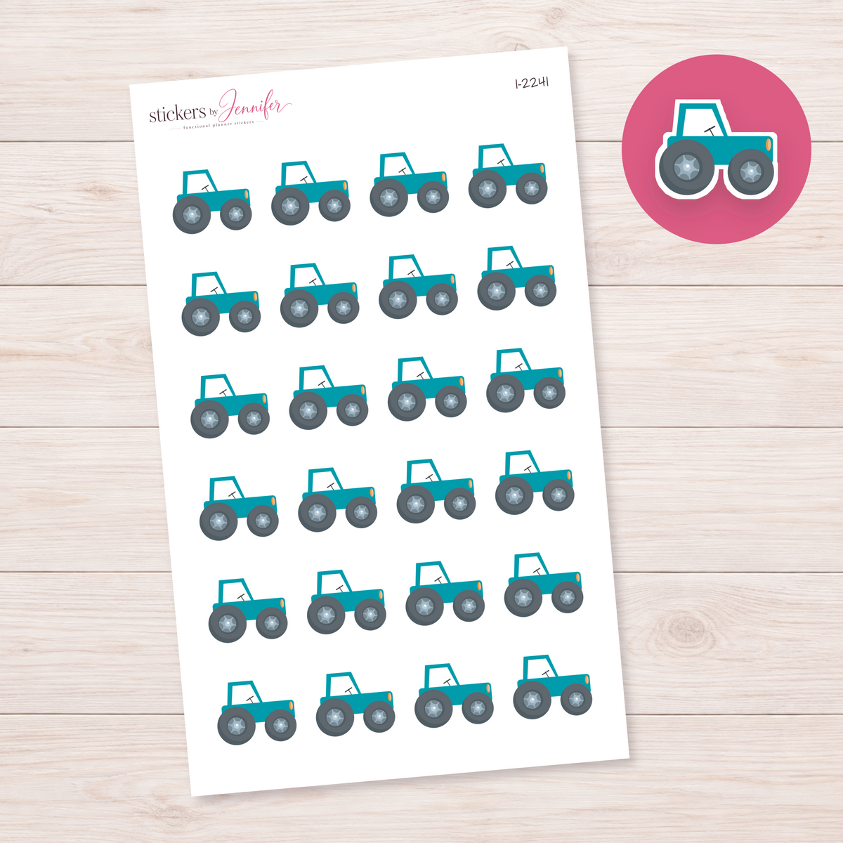 Teal Farm Tractor Planner Stickers | I-2241