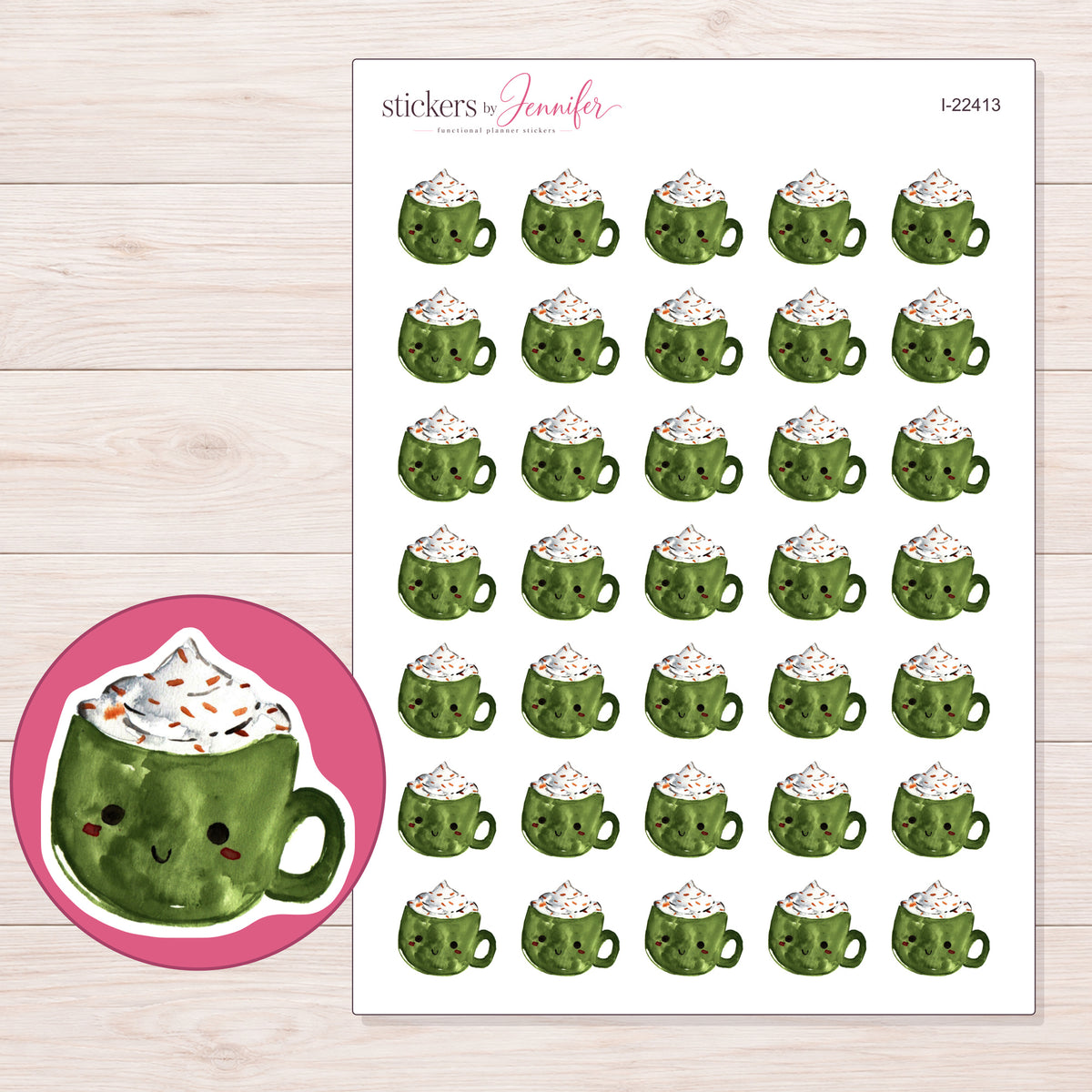 I-22413 planner sticker sheet with enlarged sticker detail