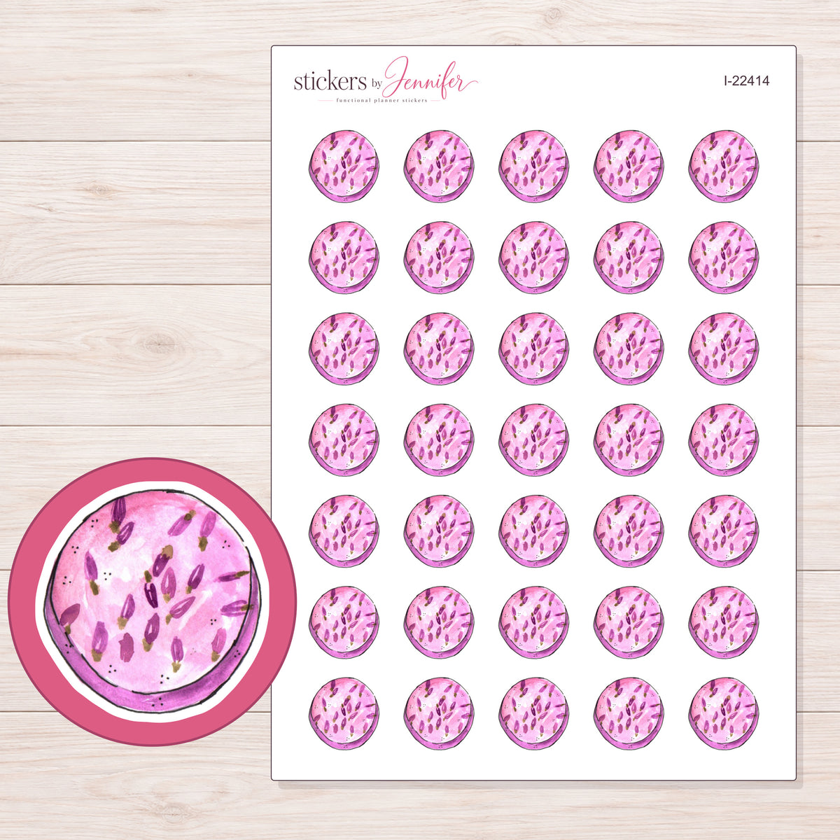 I-22414 planner sticker sheet with enlarged sticker detail