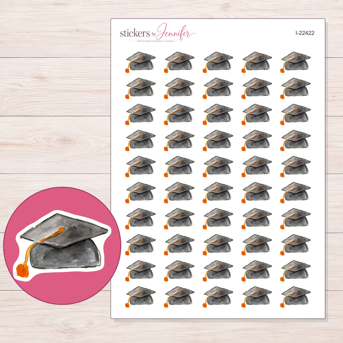 I-22422 planner sticker sheet with enlarged sticker detail
