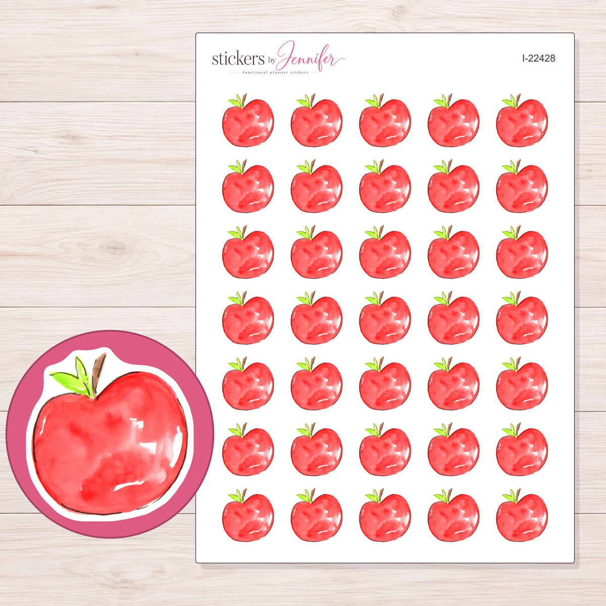 I-22428 planner sticker sheet with enlarged sticker detail