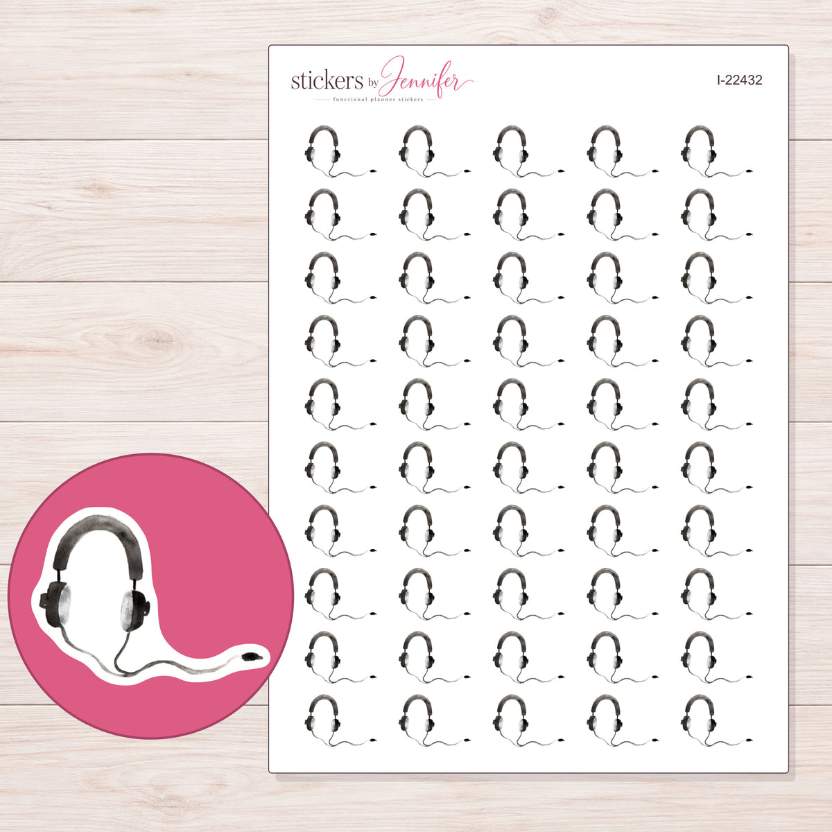 I-22432 planner sticker sheet with enlarged sticker detail