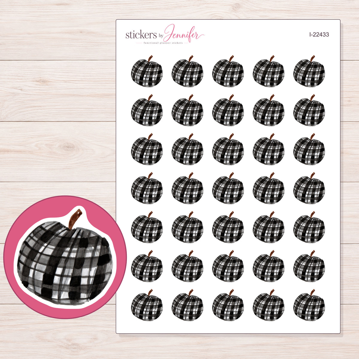 I-22433 planner sticker sheet with enlarged sticker detail