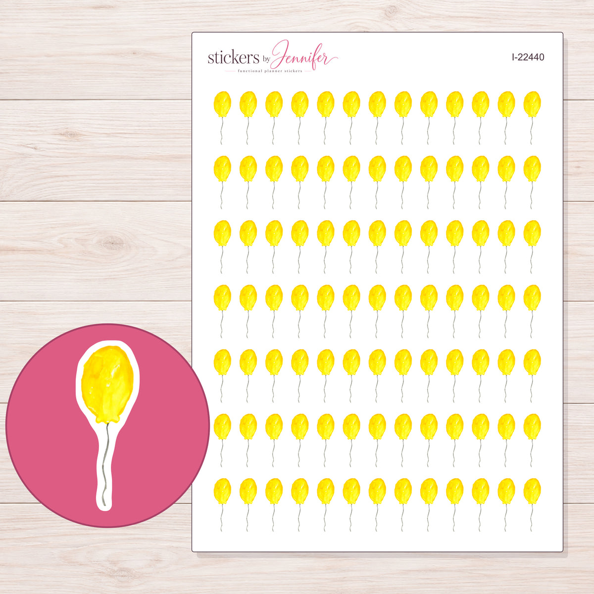 I-22440 planner sticker sheet with enlarged sticker detail