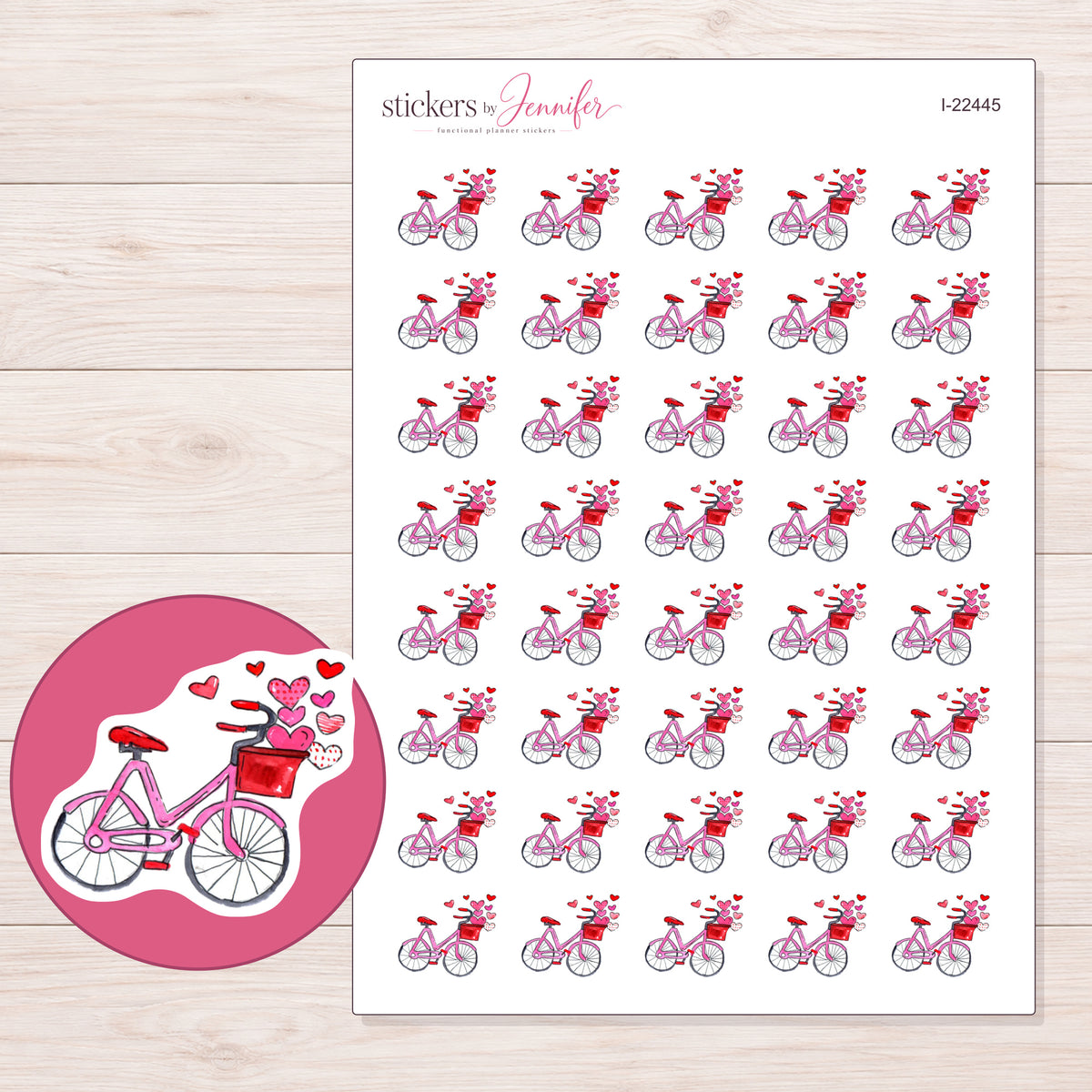 I-22445 planner sticker sheet with enlarged sticker detail