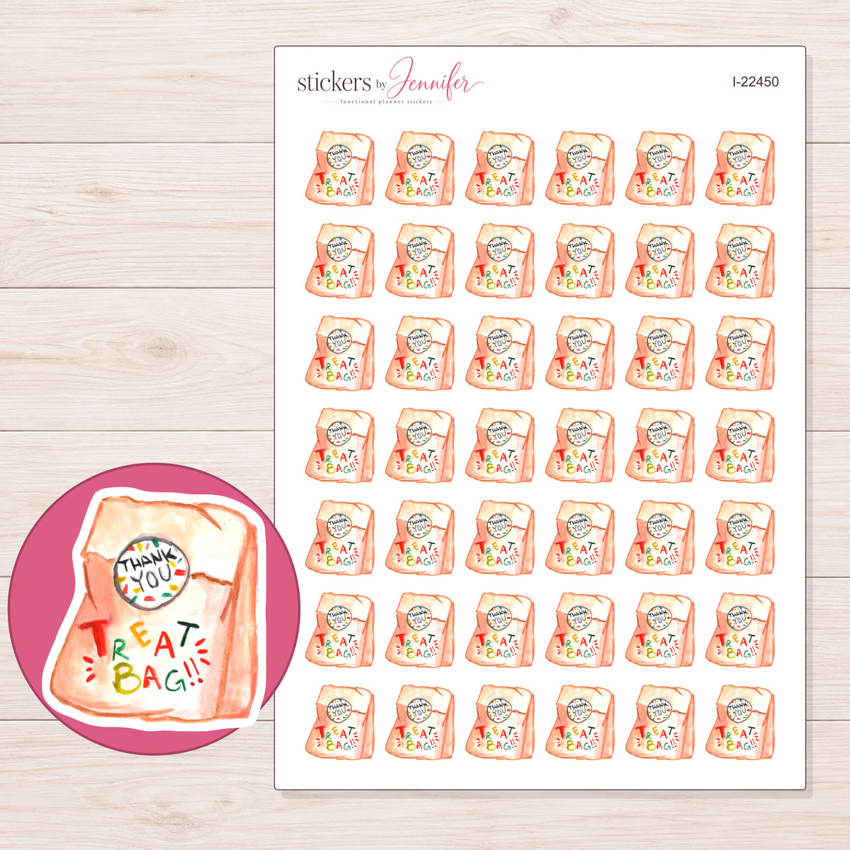 I-22450 planner sticker sheet with enlarged sticker detail