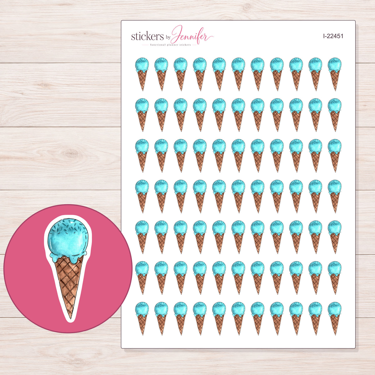 I-22451 planner sticker sheet with enlarged sticker detail