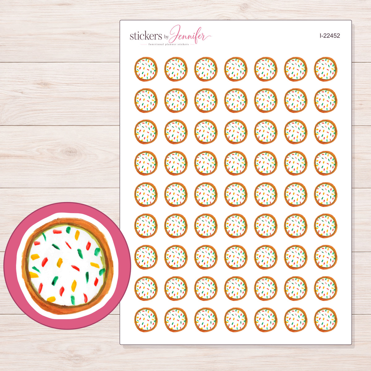I-22452 planner sticker sheet with enlarged sticker detail