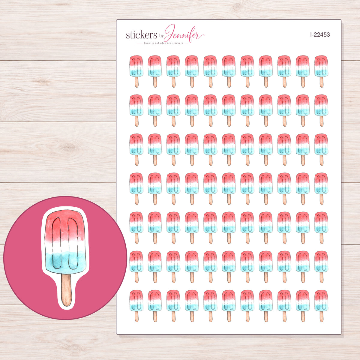 I-22453 planner sticker sheet with enlarged sticker detail
