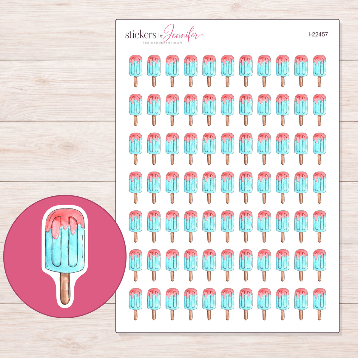 I-22457 planner sticker sheet with enlarged sticker detail
