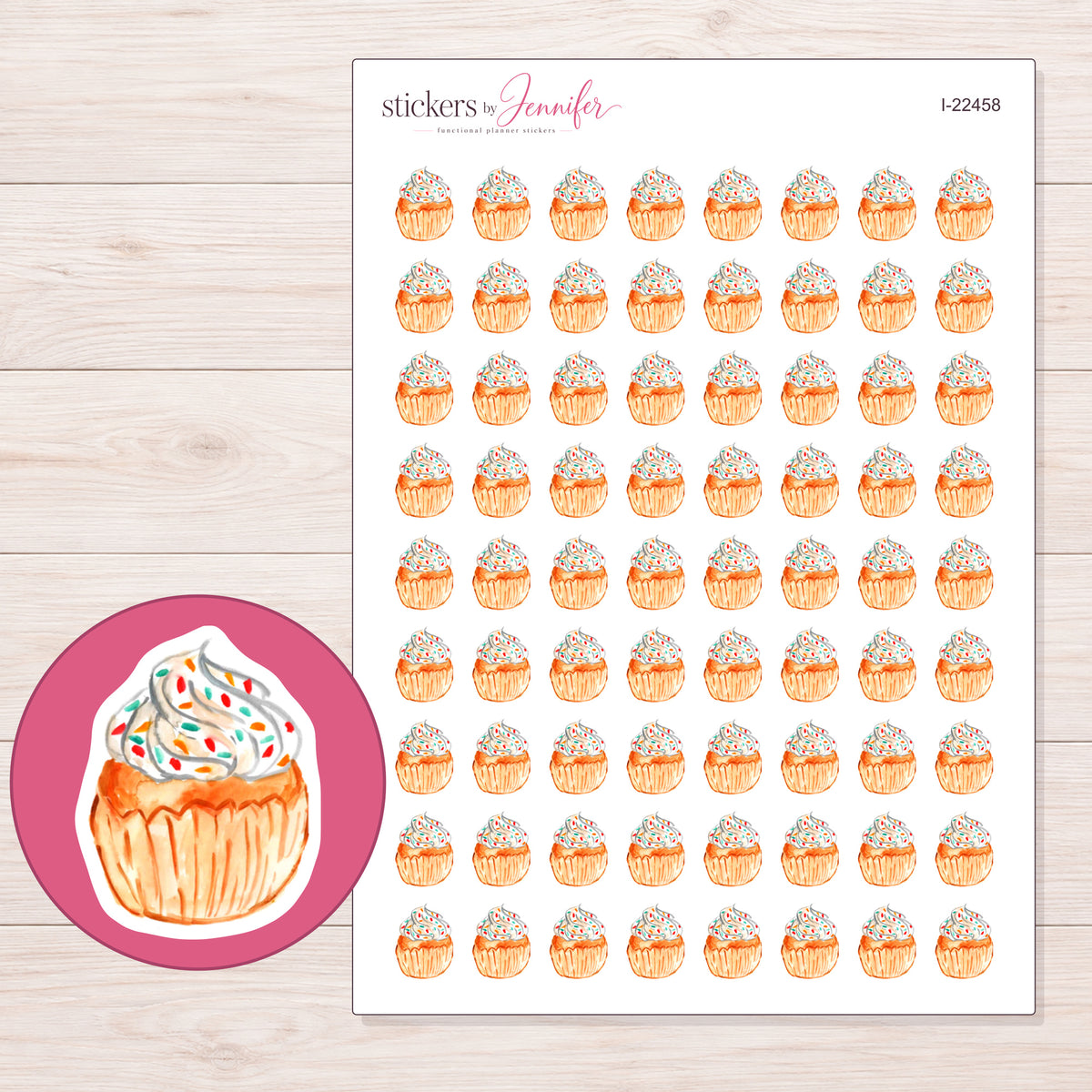 I-22458 planner sticker sheet with enlarged sticker detail