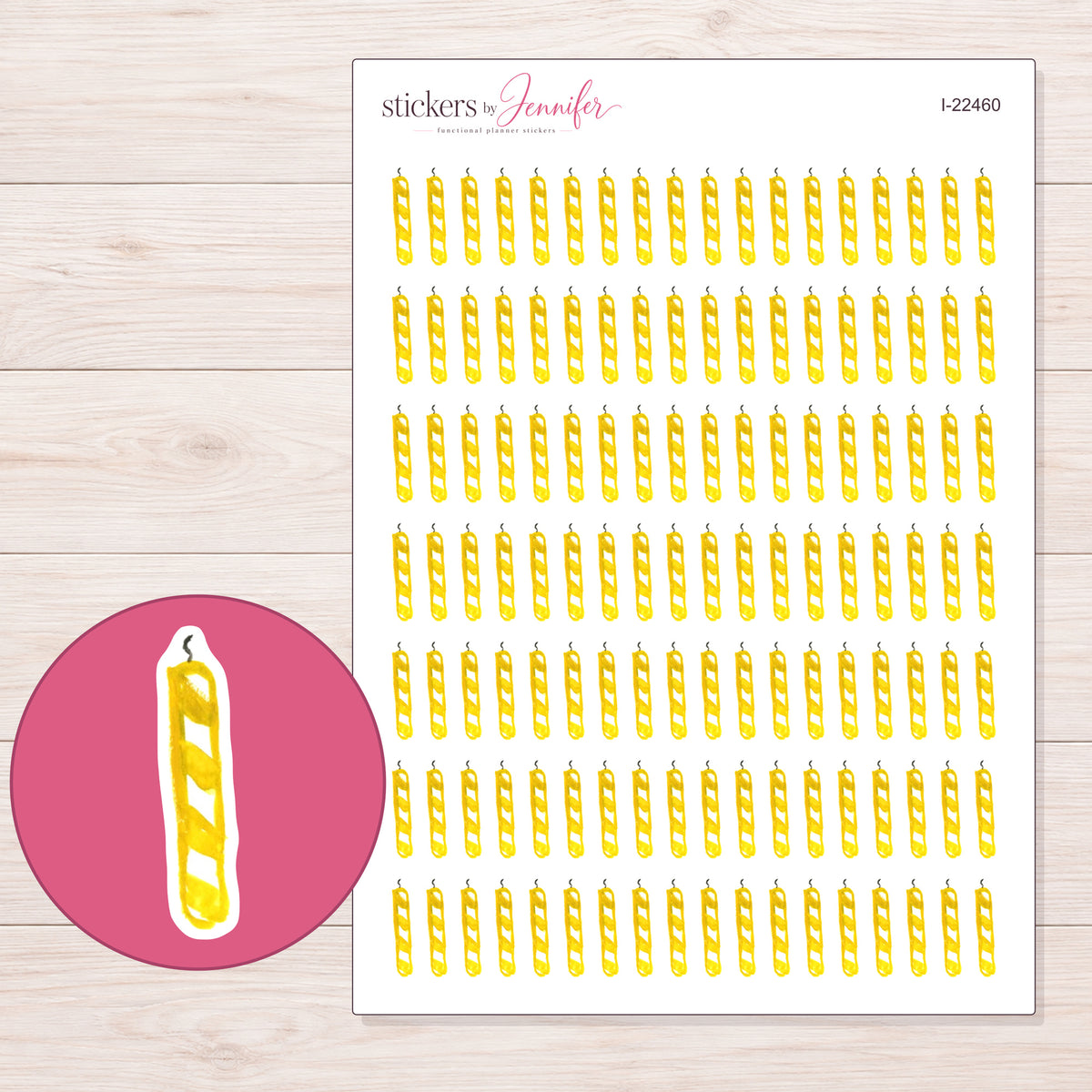 I-22460 planner sticker sheet with enlarged sticker detail