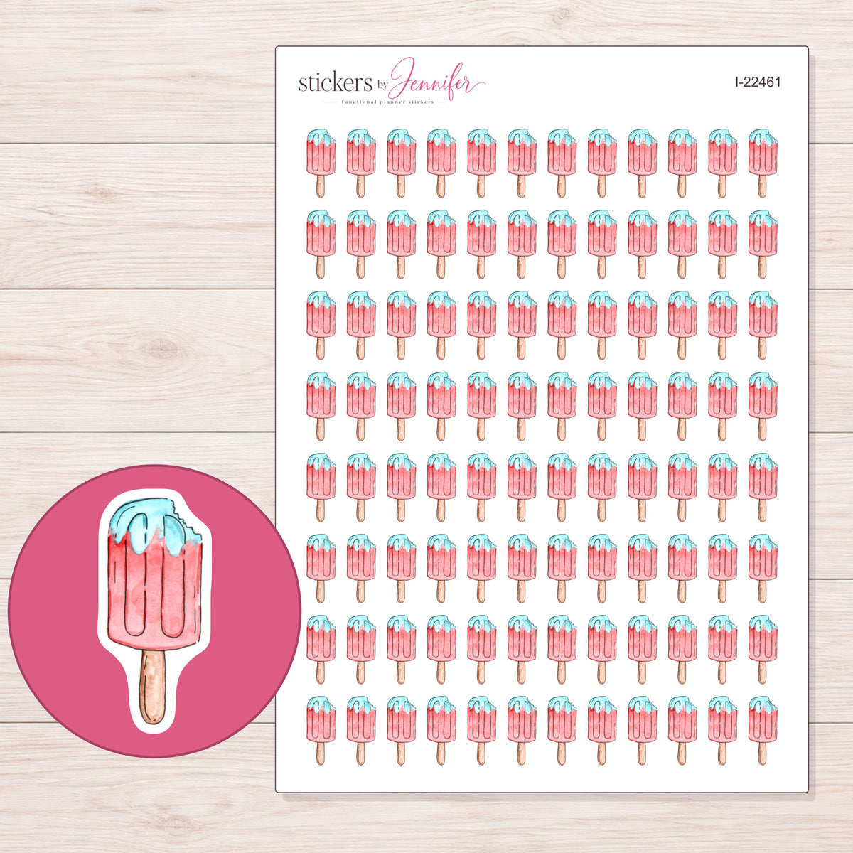 I-22461 planner sticker sheet with enlarged sticker detail