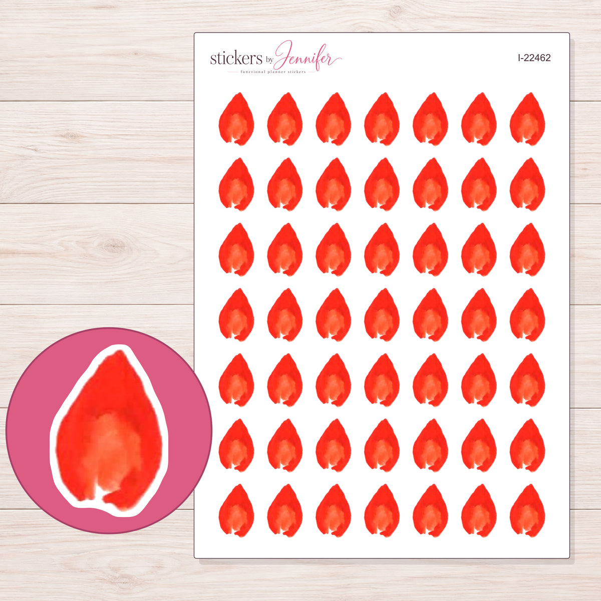 I-22462 planner sticker sheet with enlarged sticker detail