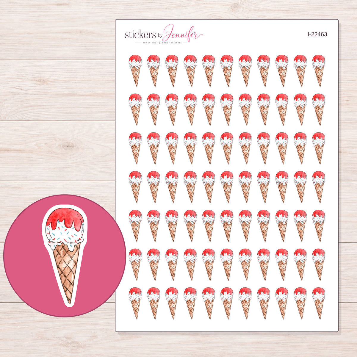 I-22463 planner sticker sheet with enlarged sticker detail