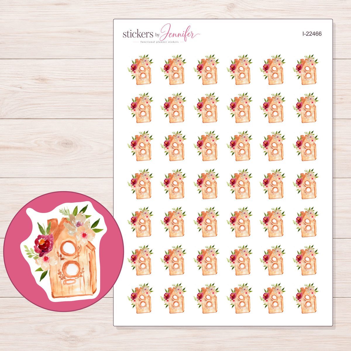 I-22466 planner sticker sheet with enlarged sticker detail