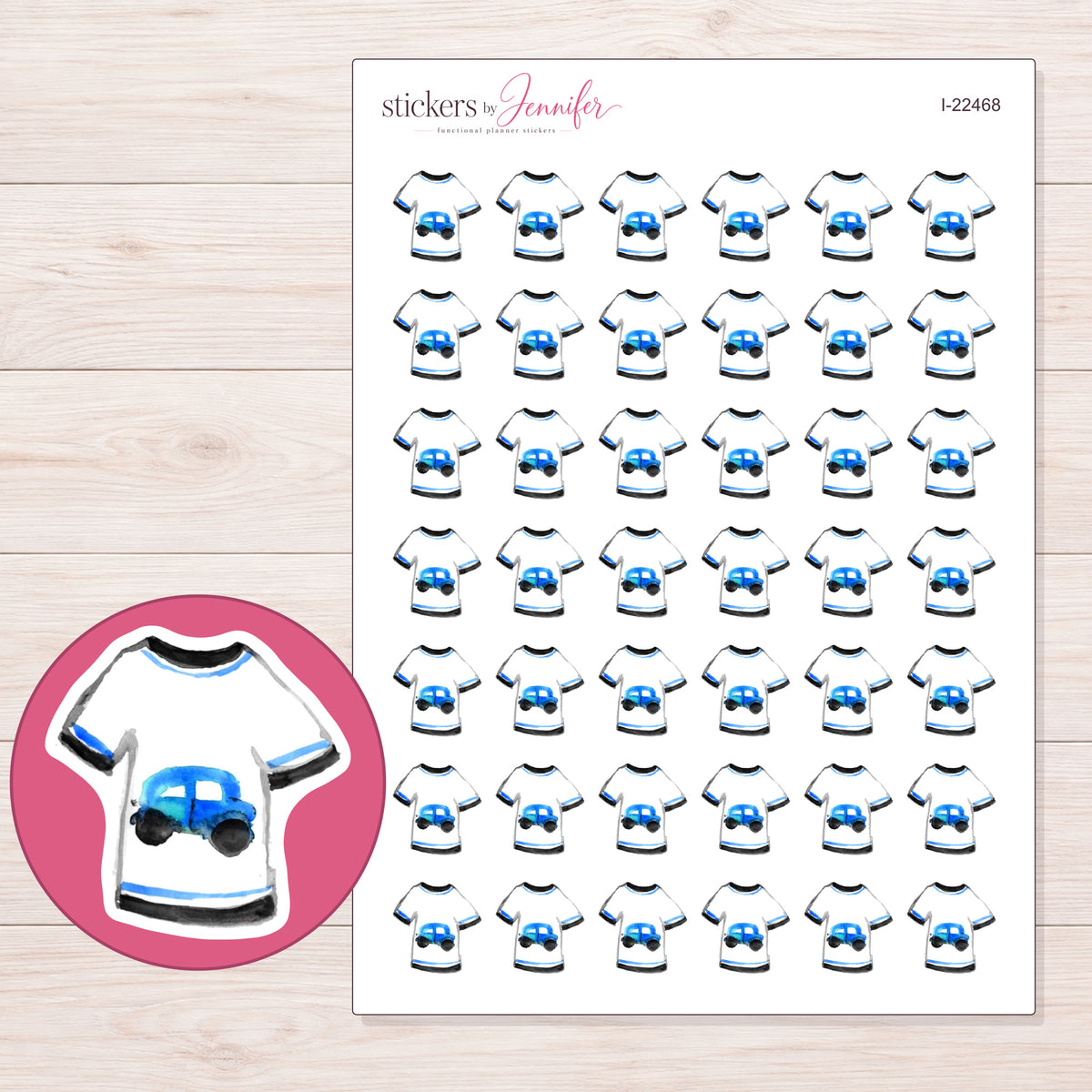 I-22468 planner sticker sheet with enlarged sticker detail