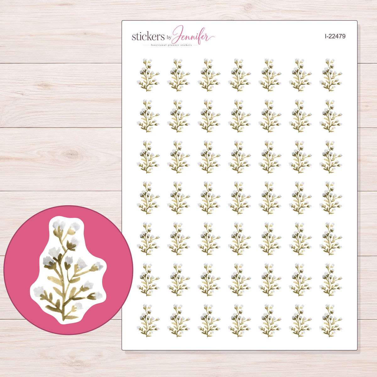 I-22479 planner sticker sheet with enlarged sticker detail