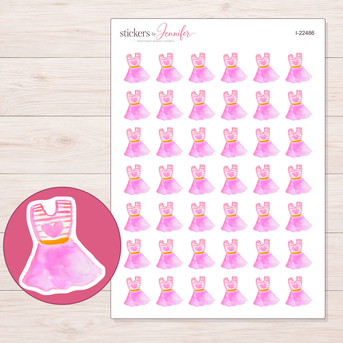 I-22486 planner sticker sheet with enlarged sticker detail