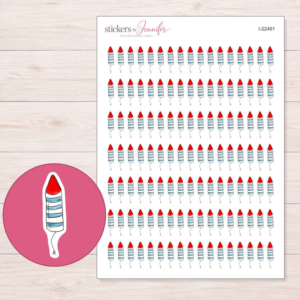 I-22491 planner sticker sheet with enlarged sticker detail
